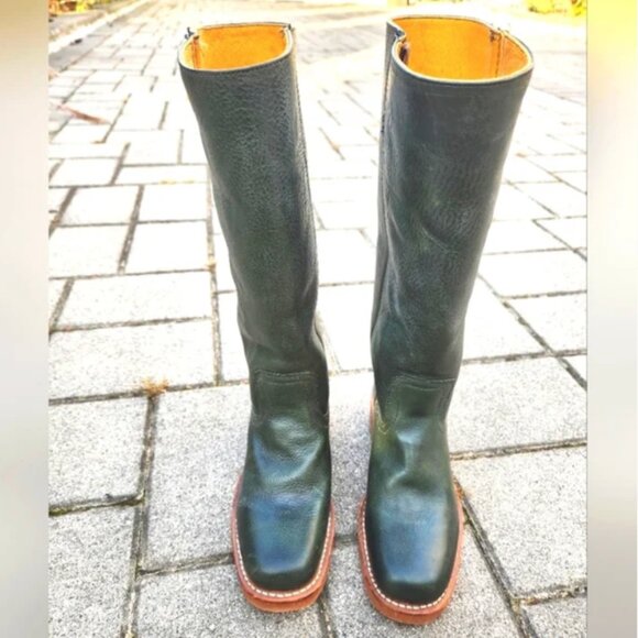 Vtg Women's Frye Campus Boots Hunter Green Square Toe 14L Size 7.5 RARE - Picture 5 of 9